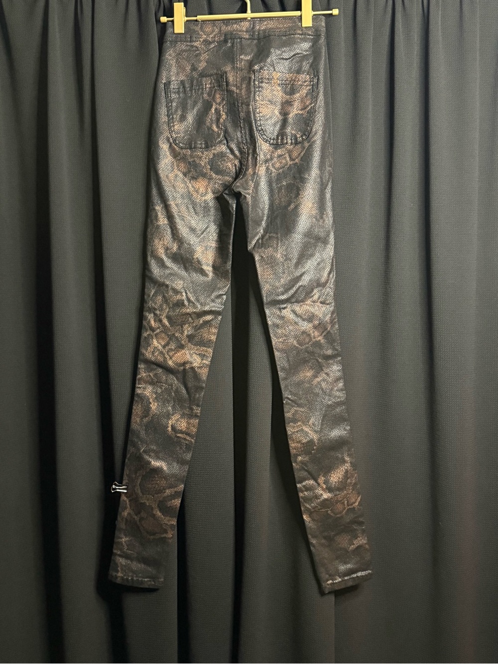 Metallic Black-Bronze Coated Skinny Pants - Women's - Picture 2 of 2